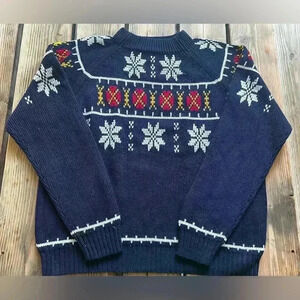 JCPenney Vintage 90s Festive Christmas Sweater Snowflake Pattern Size La…